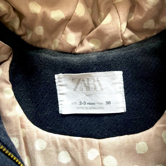ZARA coat with fur lined hood. size 2/3 toddler girls. - Picture 3 of 6
